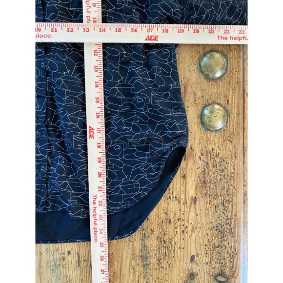 Khazana Womens Black Abstract Button-Up Blouse 3/4 Sleeve  Lightweight Top - Picture 6 of 6